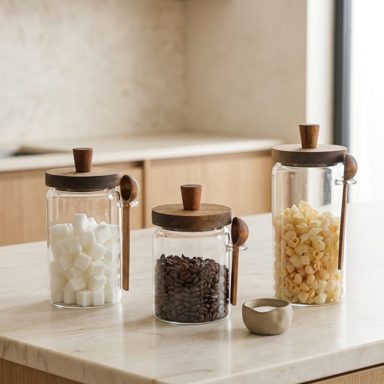 Glass Jar with Wooden Spoon 500 ml